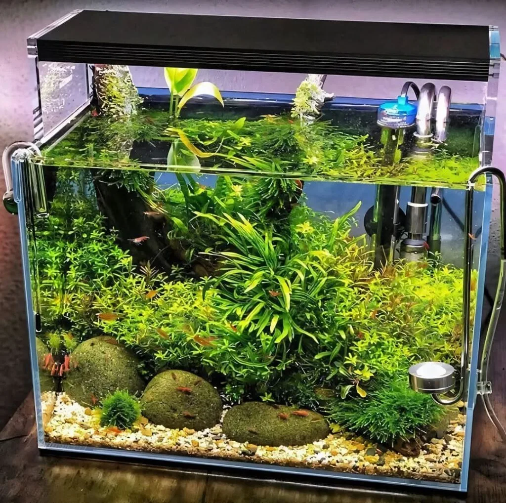 shrimp nano aquarium setup Delhi NCR planted micro ecosystem