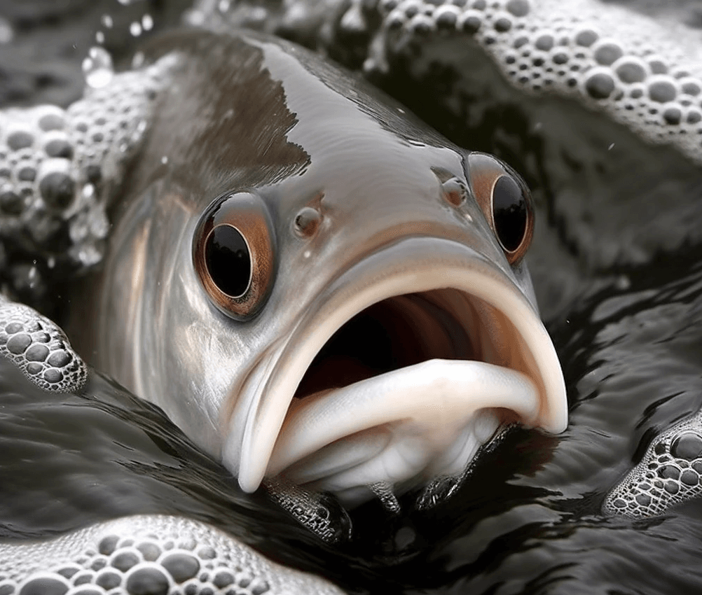 fish gasping at surface