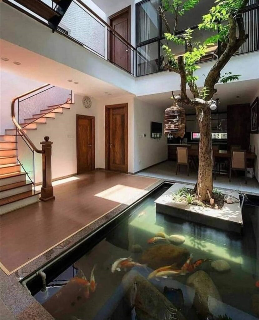 indoor courtyard pond