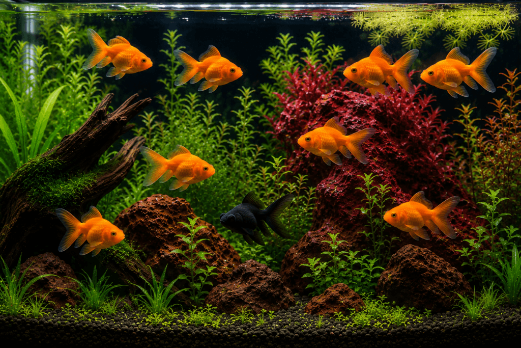 Vastu aquarium with goldfish in living room — ProHobby Delhi NCR