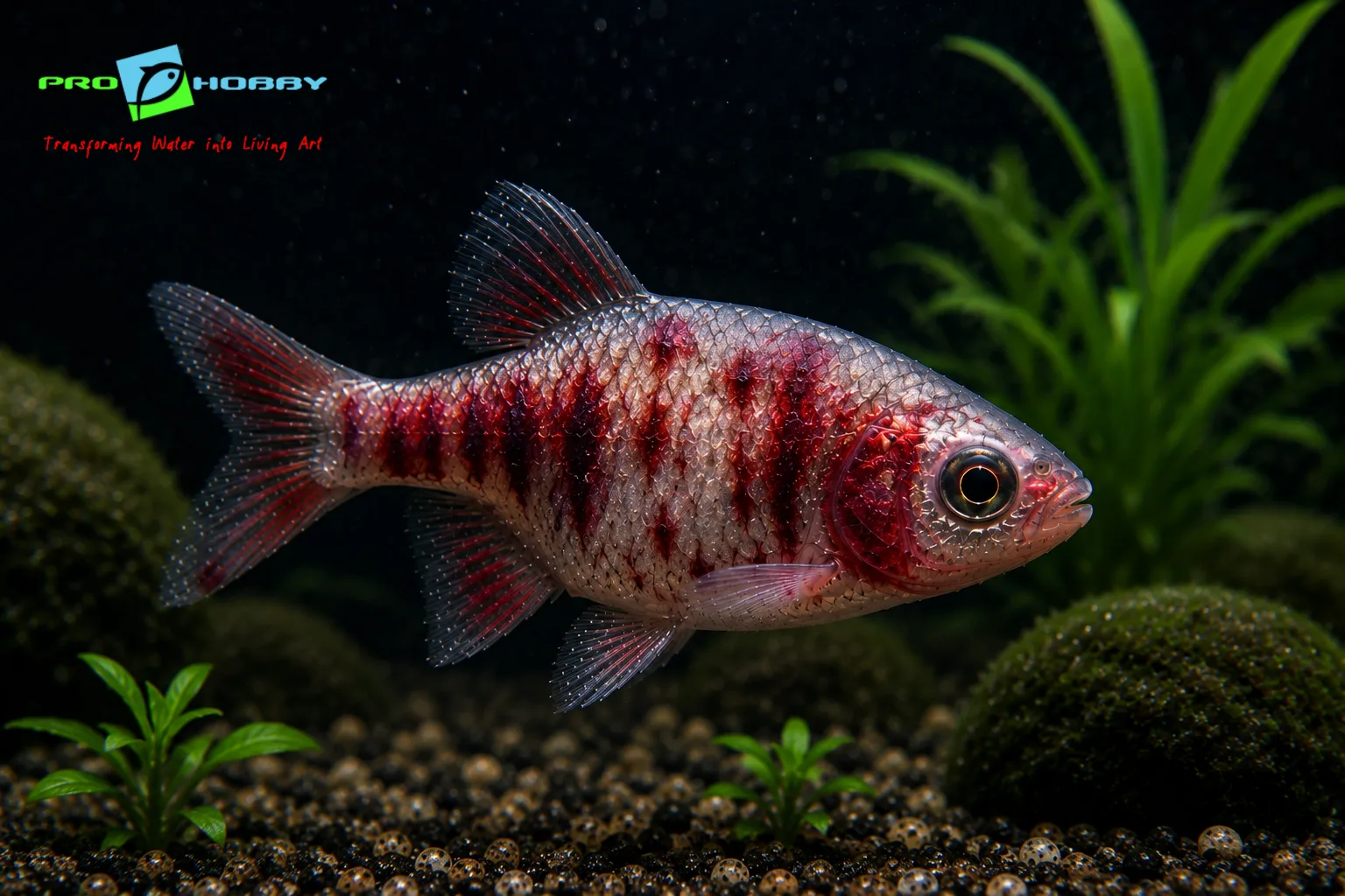 Aquarium fish with septicemia showing red streaking and hemorrhaging beneath scales caused by systemic bacterial infection